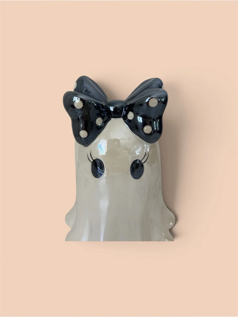 Decorative white  Ghost Figurine with Blue Bow - Home Accents
